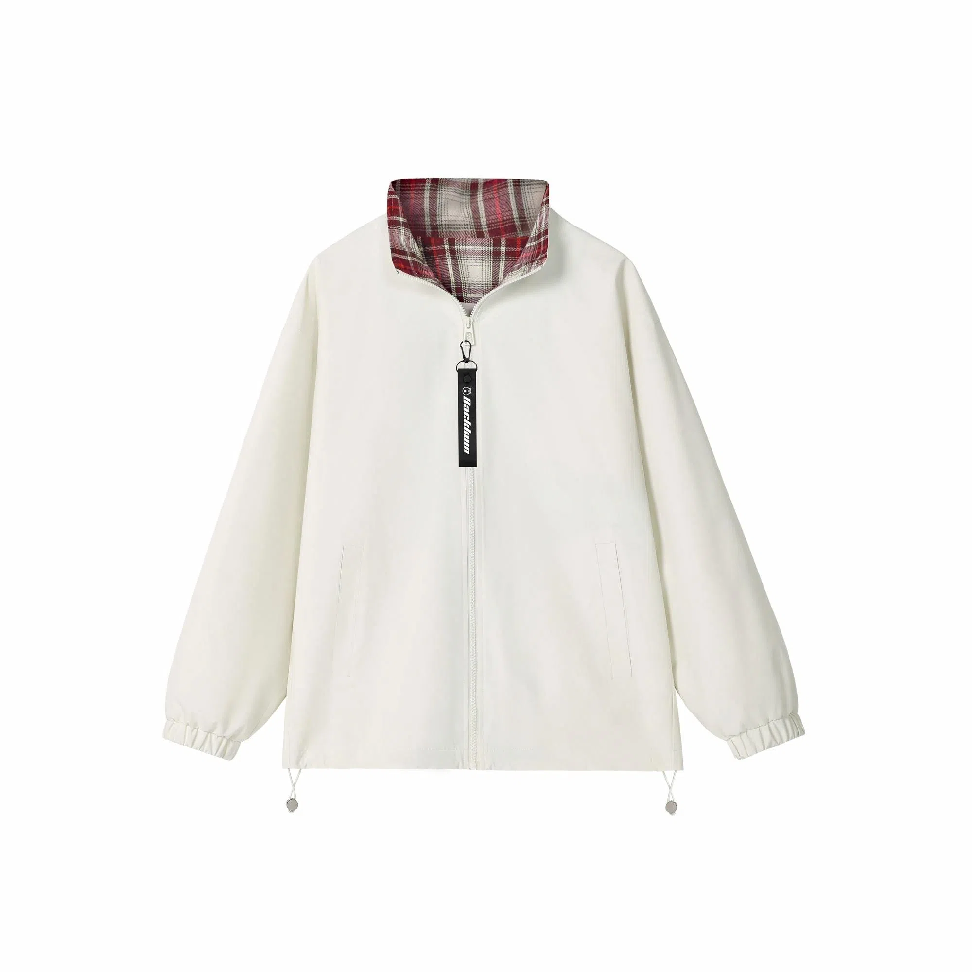 大卫贝肯 美式高街嘻哈街头学院风基础款花格条纹设计简约时尚百搭立领拉链休闲通勤潮牌宽松防风防水无性别主义长袖夹克外套 男女同款