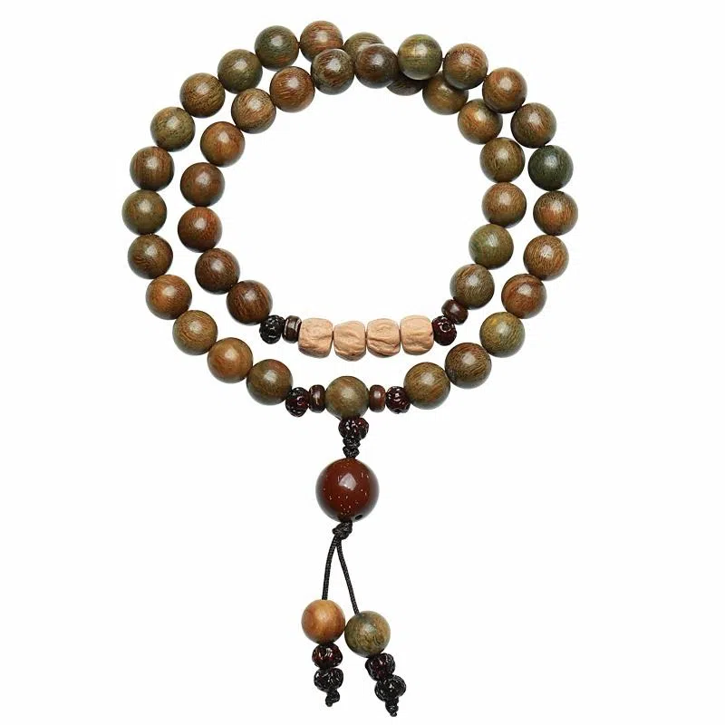 木盛缘 【快乐加倍招财转运】新中式复古风诸事顺利八方来财多圈叠戴文玩盘玩佛好运转运礼盒#好运 绿檀 手串 男女同款情侣款