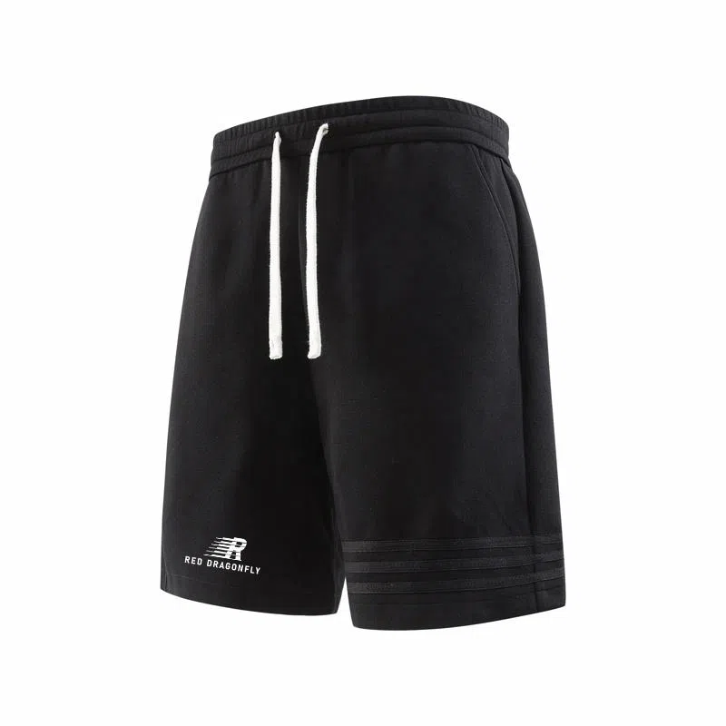 红蜻蜓 美式复古高街经典三条杠设计感宽松百搭舒适简约直筒潮流时尚五分休闲短裤 男女同款