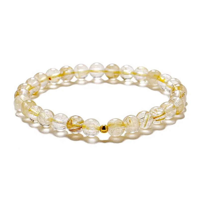 【匠心手作 18K金转运珠】 灵菲 招财吸金新中式小众简约高级感百搭显白手饰 有钱花财源滚滚#好运 黄发晶 手串 女款