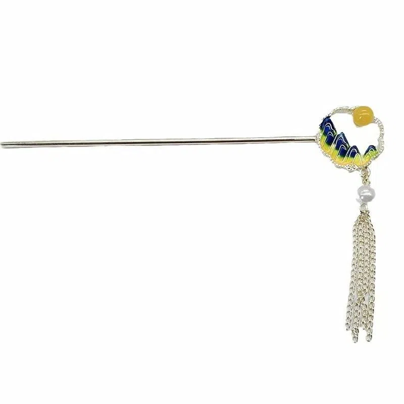 【日照金山】 指尖瑰宝 国风扇子高级感精致时尚小众设计流苏轻奢大气奢华温柔气质旗袍汉服#好运 合金 发簪 女款