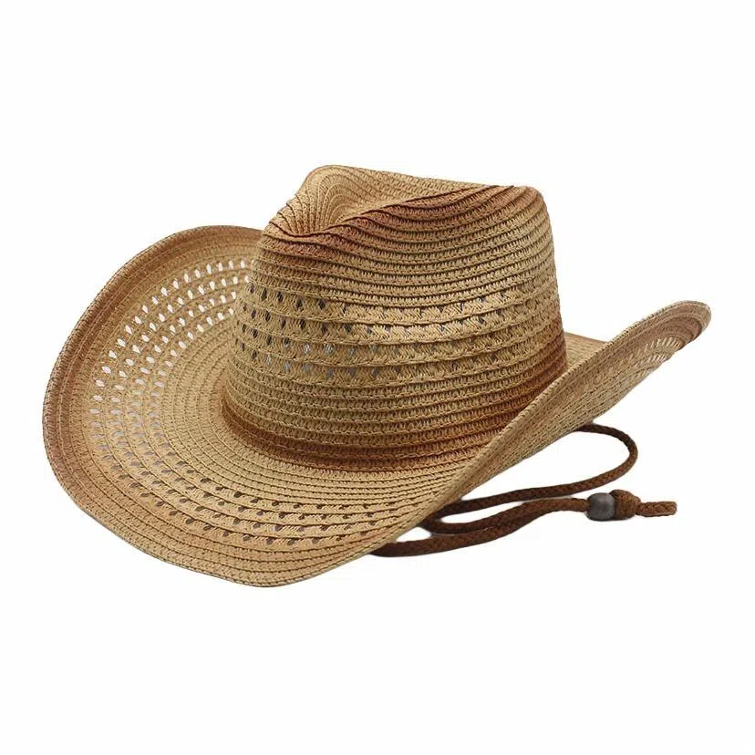 木林森 西部牛仔绑带复古户外防晒遮阳显脸小宽帽檐小草百搭海滩度假 草编 渔夫帽 男女同款情侣款