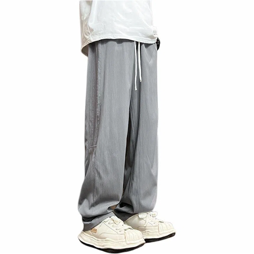 煦加 美式条纹直筒休闲裤 男款