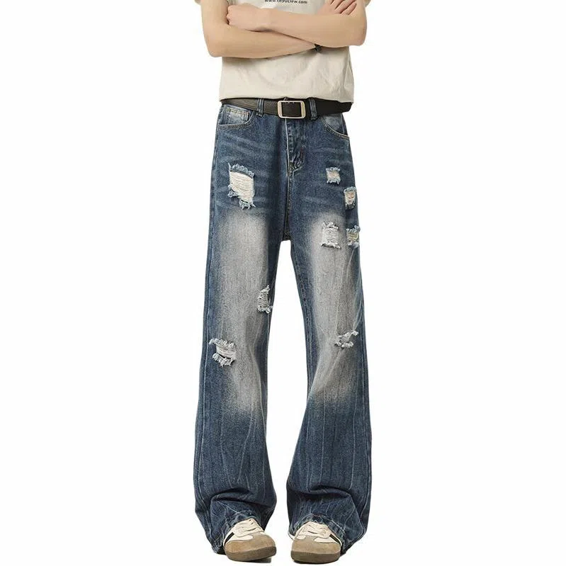 煦加 拉链纯色休闲牛仔裤 男款