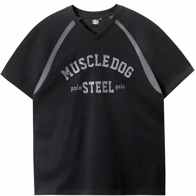 Muscle Dog V-Neck Loose Fit T-Shirt
