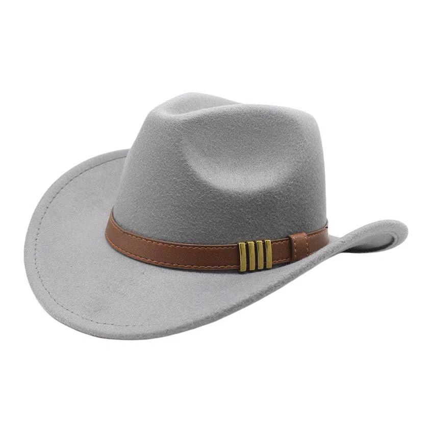 木林森 西部牛仔复古简约皮带佩饰宽帽檐遮阳户外出行显脸小盆帽防晒百搭 毛呢 渔夫帽 男女同款情侣款