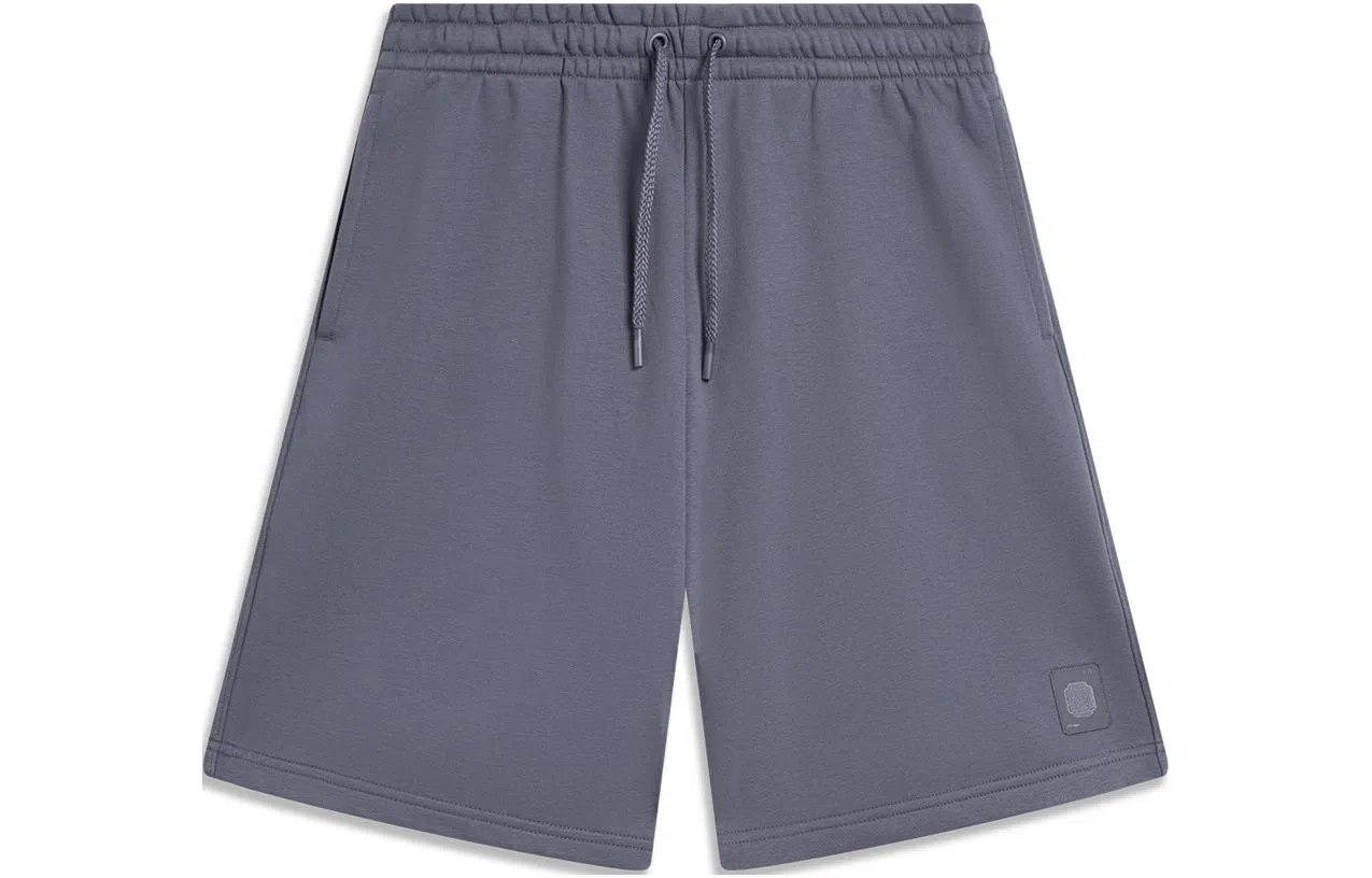 李宁 运动潮流系列 纯色系带运动短裤 男女同款 玄青