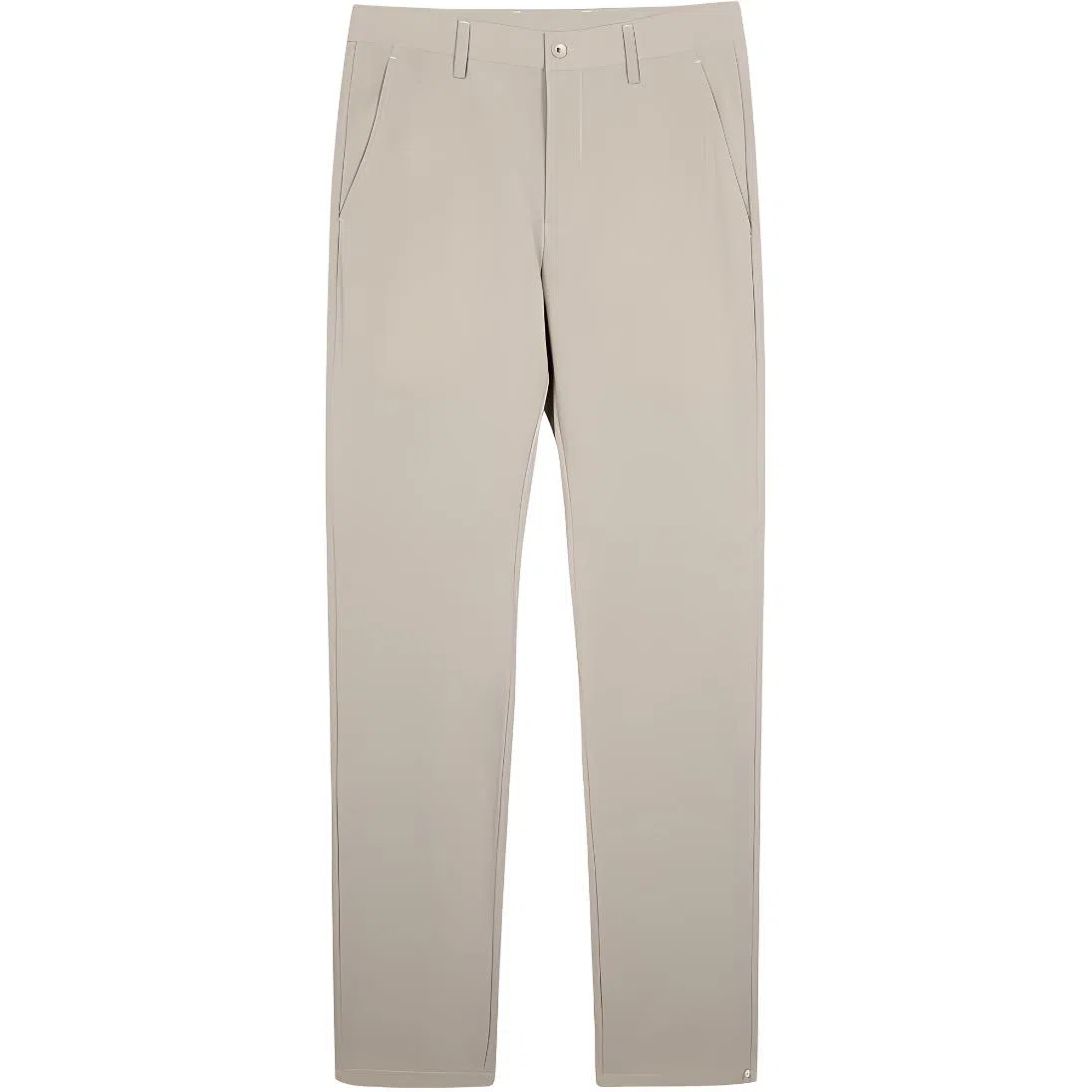 才子 纯色中腰拉链高弹直筒休闲裤 男款