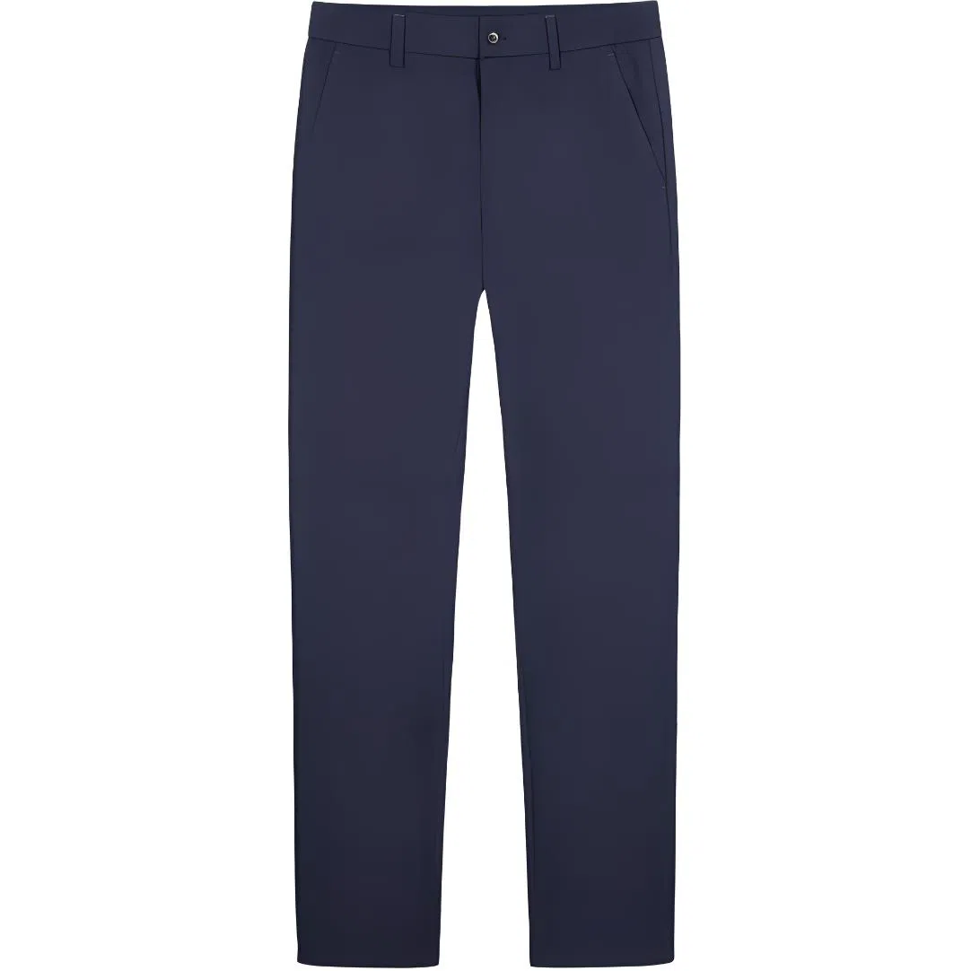 才子 纯色中腰拉链微弹修身直筒休闲裤 男款