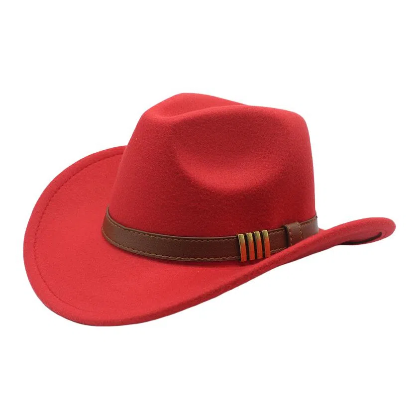 木林森 西部牛仔复古简约皮带佩饰宽帽檐遮阳户外出行显脸小盆帽防晒百搭 毛呢 渔夫帽 男女同款情侣款