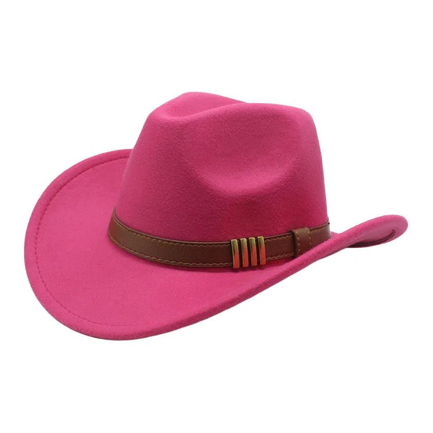 木林森 西部牛仔复古简约皮带佩饰宽帽檐遮阳户外出行显脸小盆帽防晒百搭 毛呢 渔夫帽 男女同款情侣款