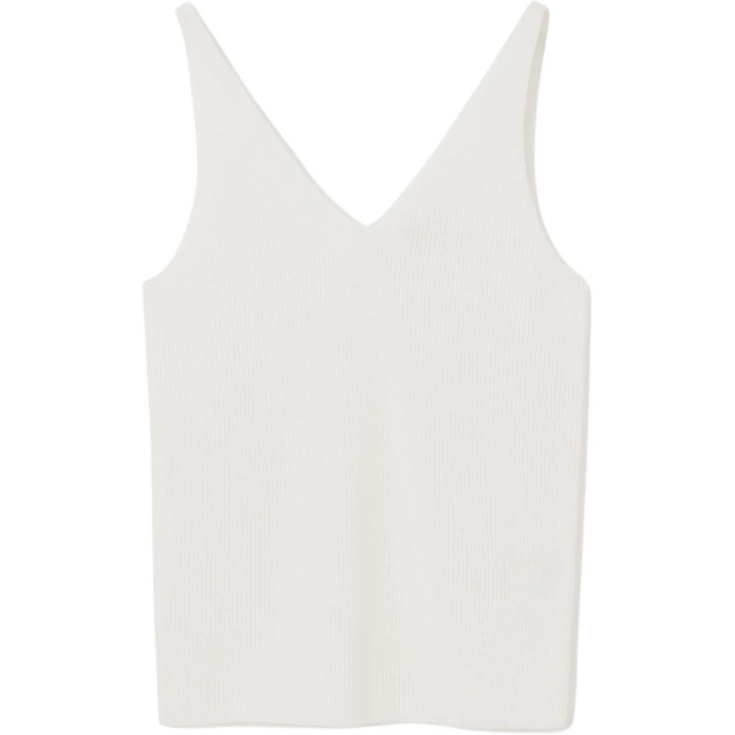 COS Ribbed Knit V-Neck Vest White
