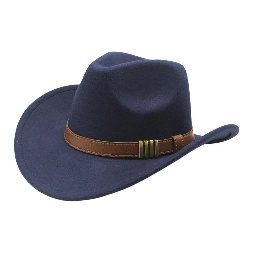 木林森 西部牛仔复古简约皮带佩饰宽帽檐遮阳户外出行显脸小盆帽防晒百搭 毛呢 渔夫帽 男女同款情侣款