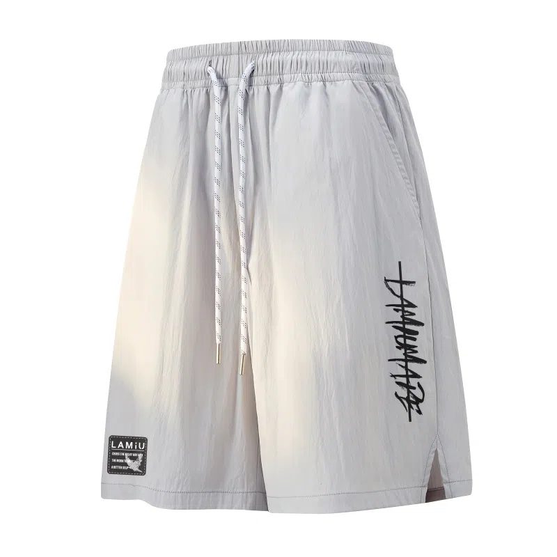 兰缪 日系纯色基础款户外运动简约美式复古品牌轻薄亲肤百搭日常通勤舒适透气系带五分休闲短裤 男女同款