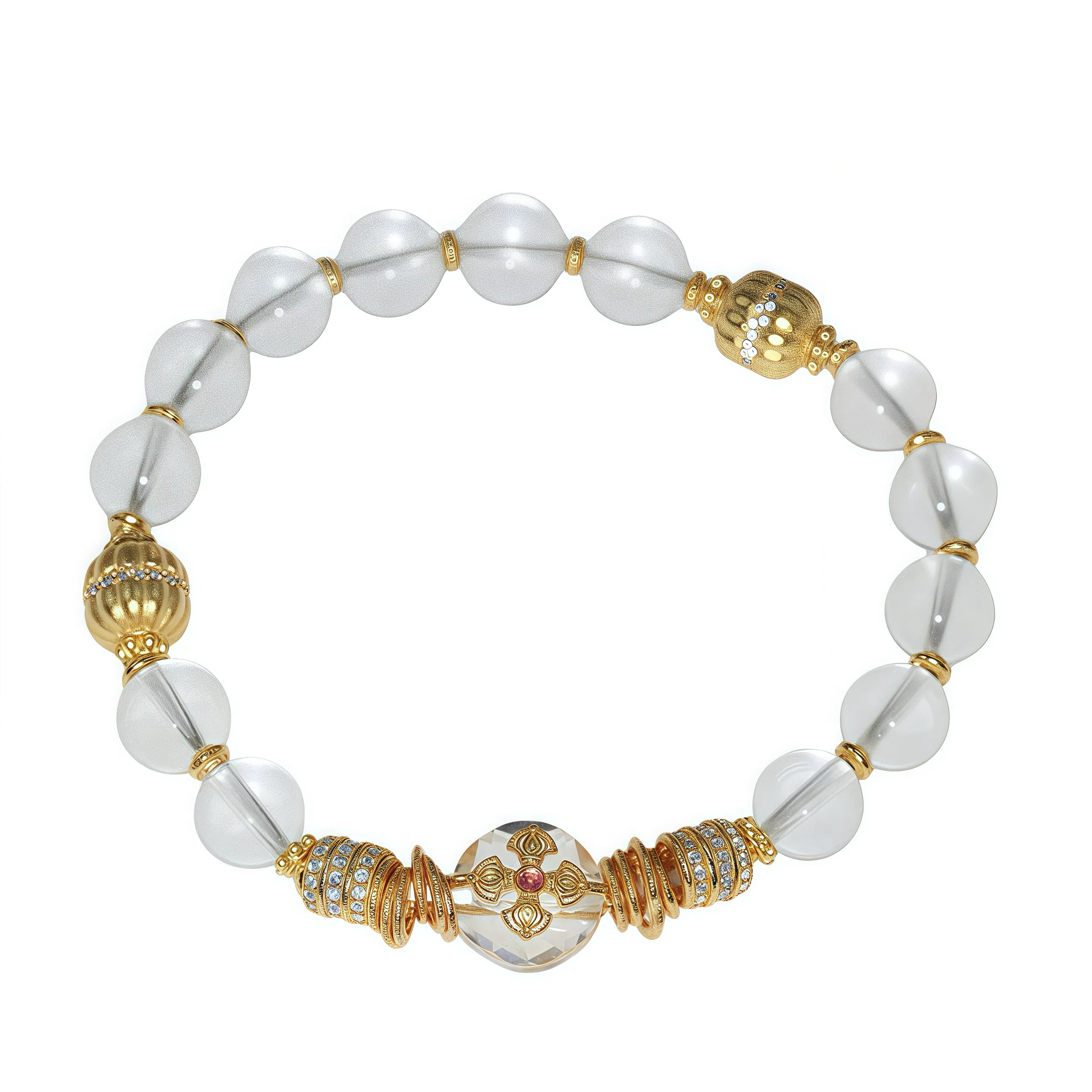 金杰福 转运珠盘缠轻奢气质小众精致百搭天然 白水晶 手串 女款