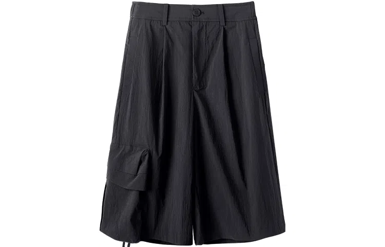 幻象者 宽松中腰薄款五分休闲短裤 男女同款 黑色