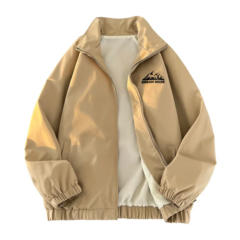 兰缪 美式百搭休闲宽松圆领运动长袖夹克外套 男女同款