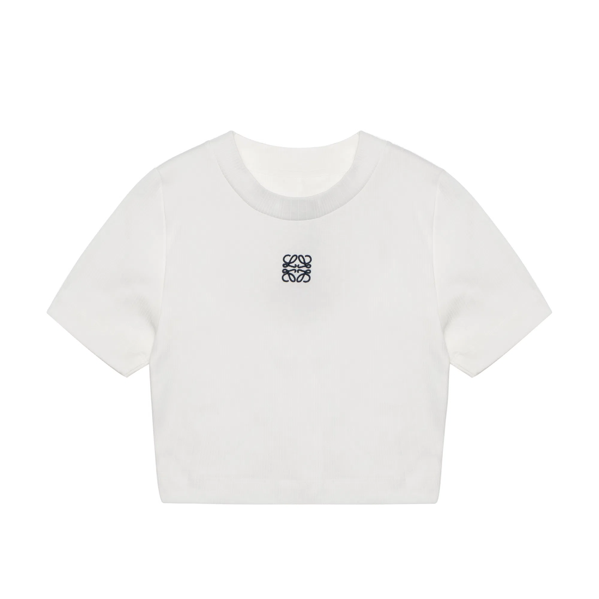 LOEWE SS23 Logo Print Crop Tee White