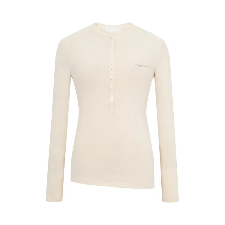 Three Quarters Henry Collar Slim Fit Long Sleeve Tee