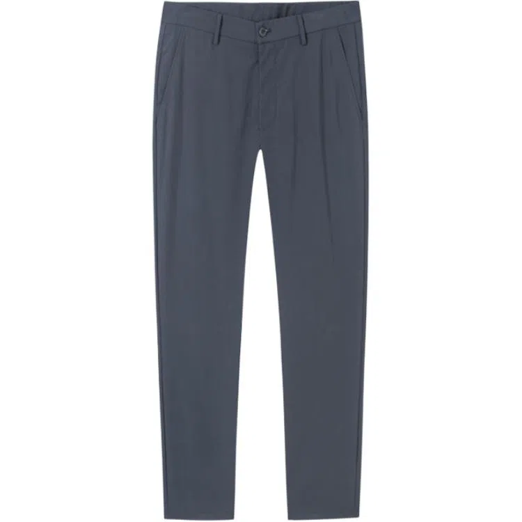 才子 纯色中腰舒适休闲裤 男款 深蓝色