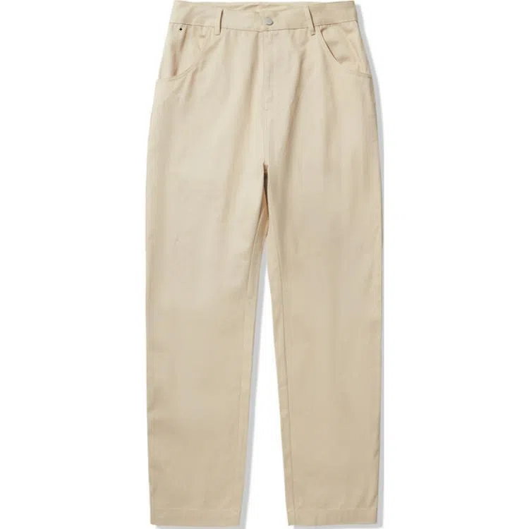 中国李宁 滑板系列 纯色宽松中腰直筒休闲裤 男款 奶褐色