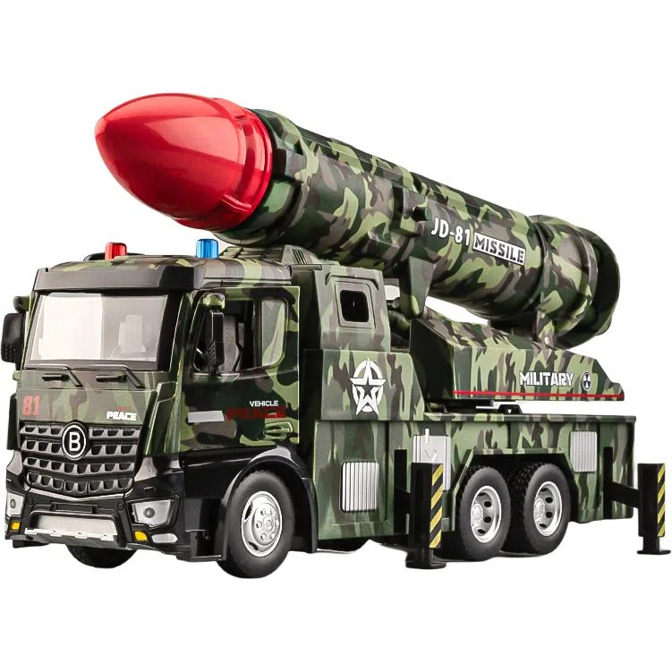 星星科教 合金导弹发射车大型军事洲际导弹火箭炮车 成品模型
