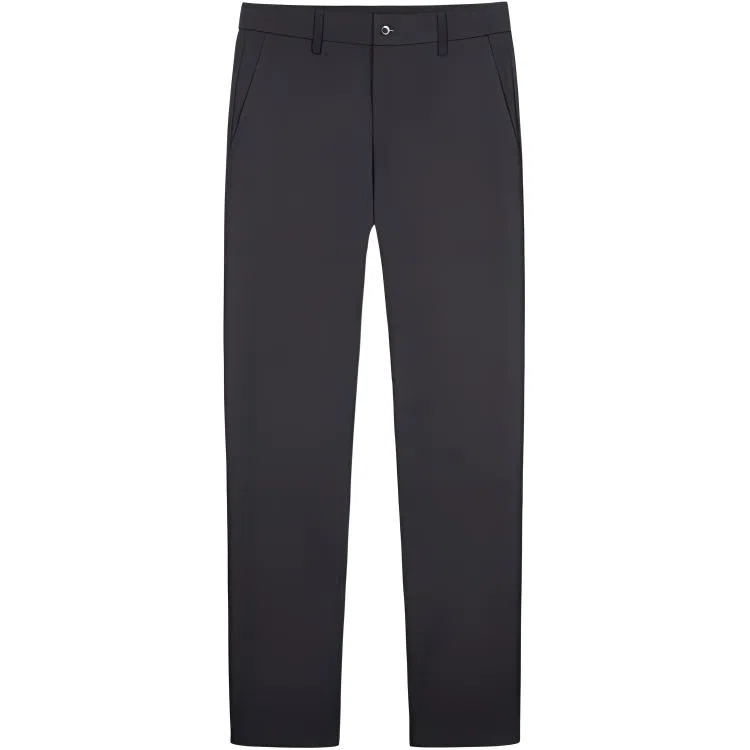 才子 纯色中腰拉链微弹修身直筒休闲裤 男款