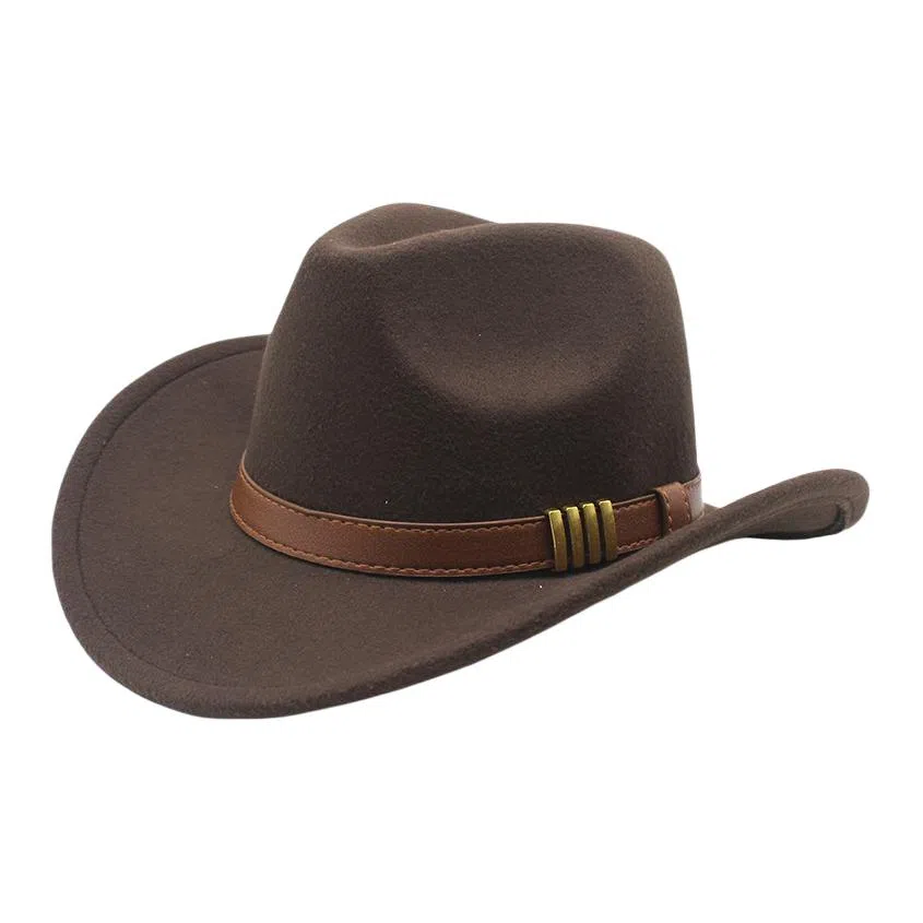 木林森 西部牛仔复古简约皮带佩饰宽帽檐遮阳户外出行显脸小盆帽防晒百搭 毛呢 渔夫帽 男女同款情侣款