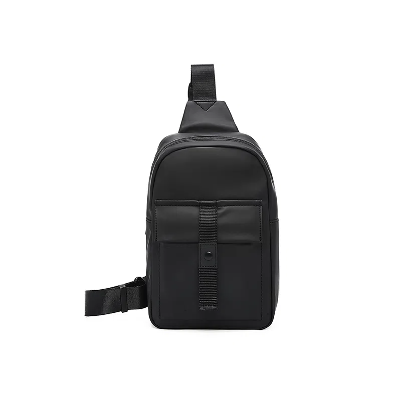老人头 简约通勤商务时尚 合成革 胸包 男款 黑色