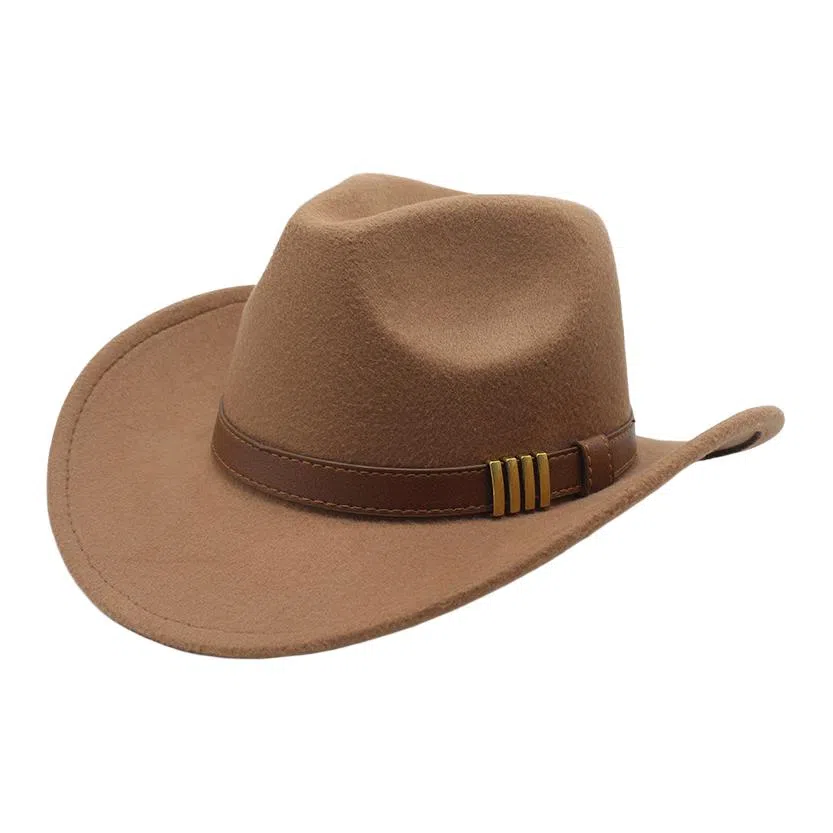 木林森 西部牛仔复古简约皮带佩饰宽帽檐遮阳户外出行显脸小盆帽防晒百搭 毛呢 渔夫帽 男女同款情侣款