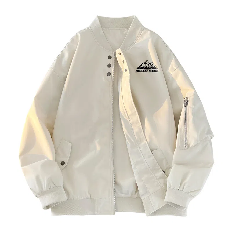 兰缪 美式高街风复古纯色基础款通勤户外休闲宽松夹克外套 男女同款