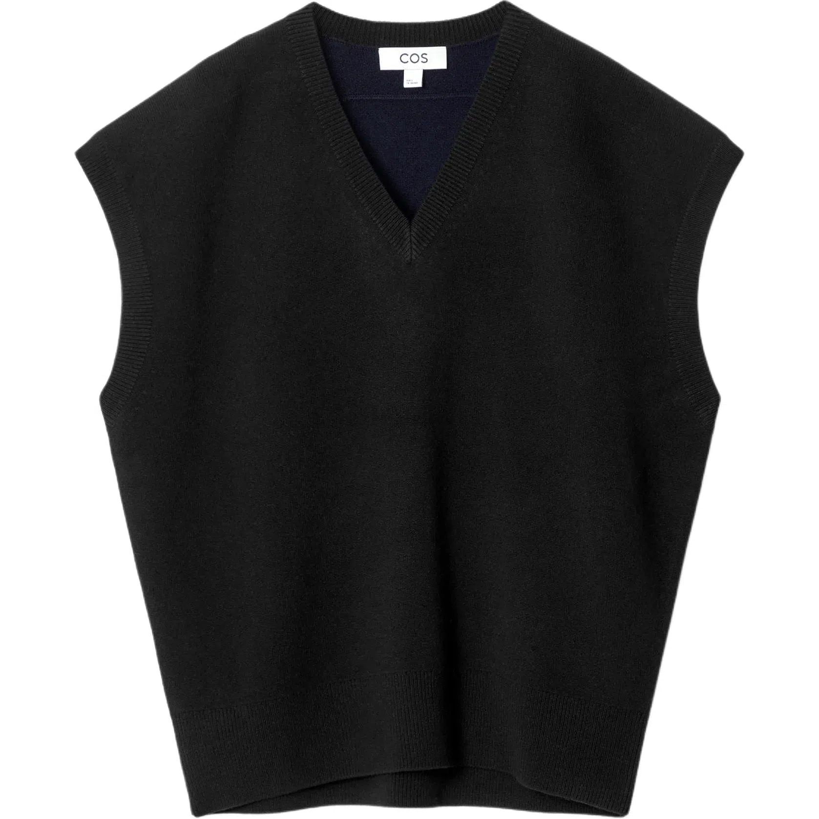 COS V-Neck Knit Vest Black