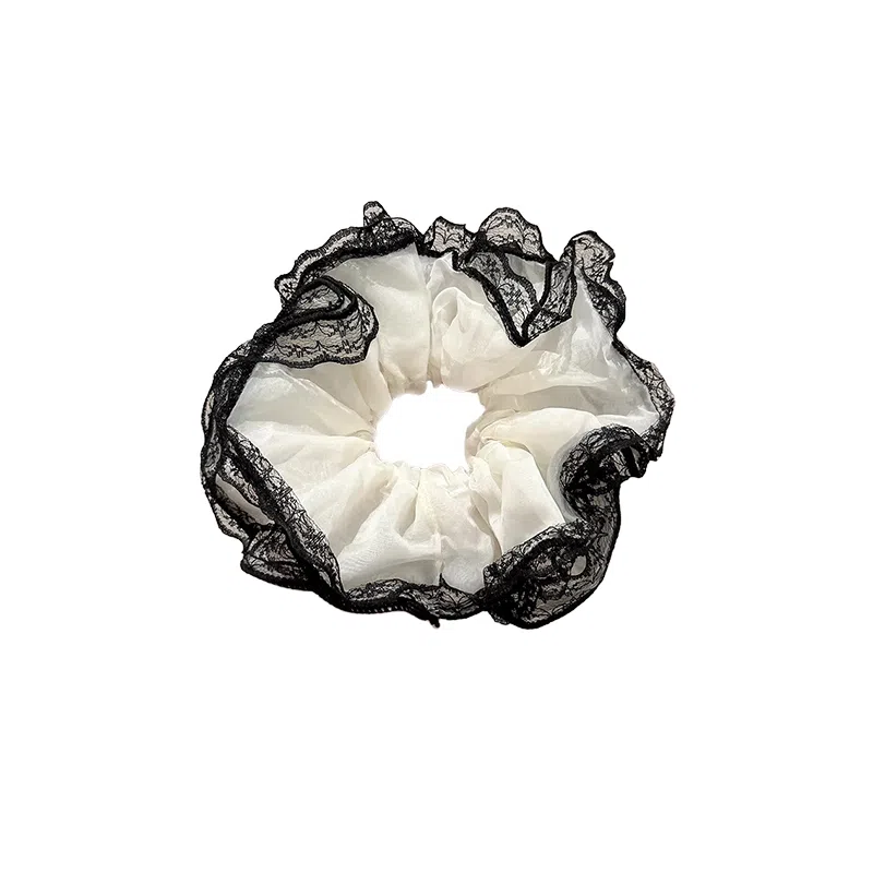 水中玉 蕾丝花边大肠发圈高弹力耐用丸子头低马尾发绳森系慵懒头饰 皮筋 头绳 女款