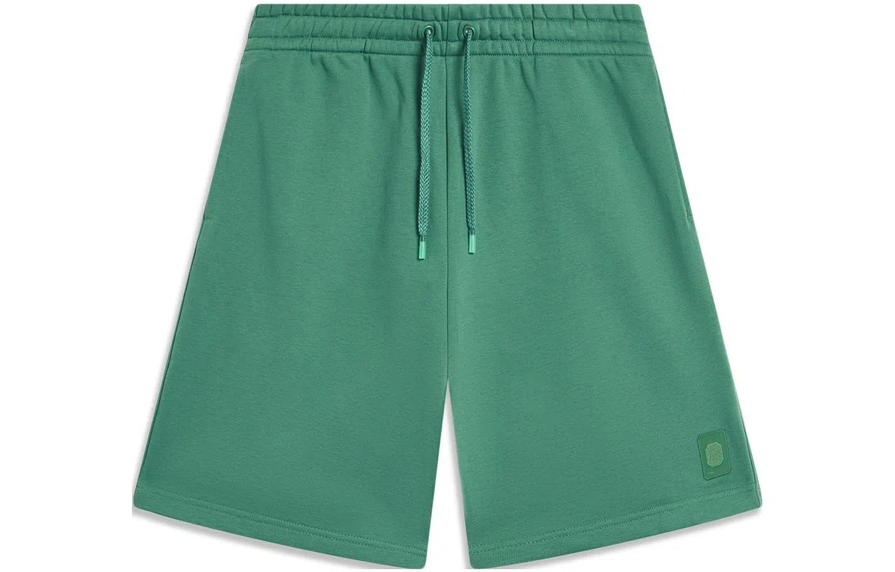 李宁 运动潮流系列 纯色系带运动短裤 男女同款 蕨芽