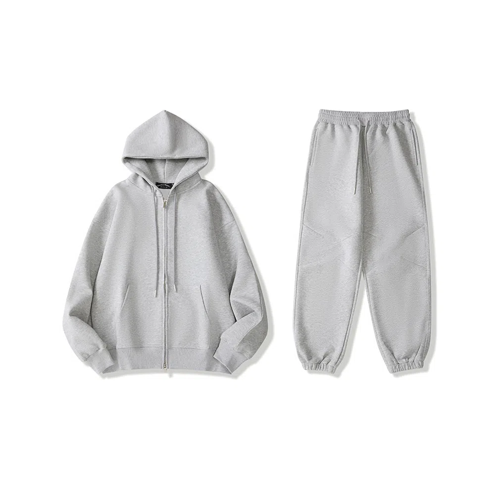 我是大卫 基础款纯色简约连帽休闲束脚裤卫衣套装 男女同款