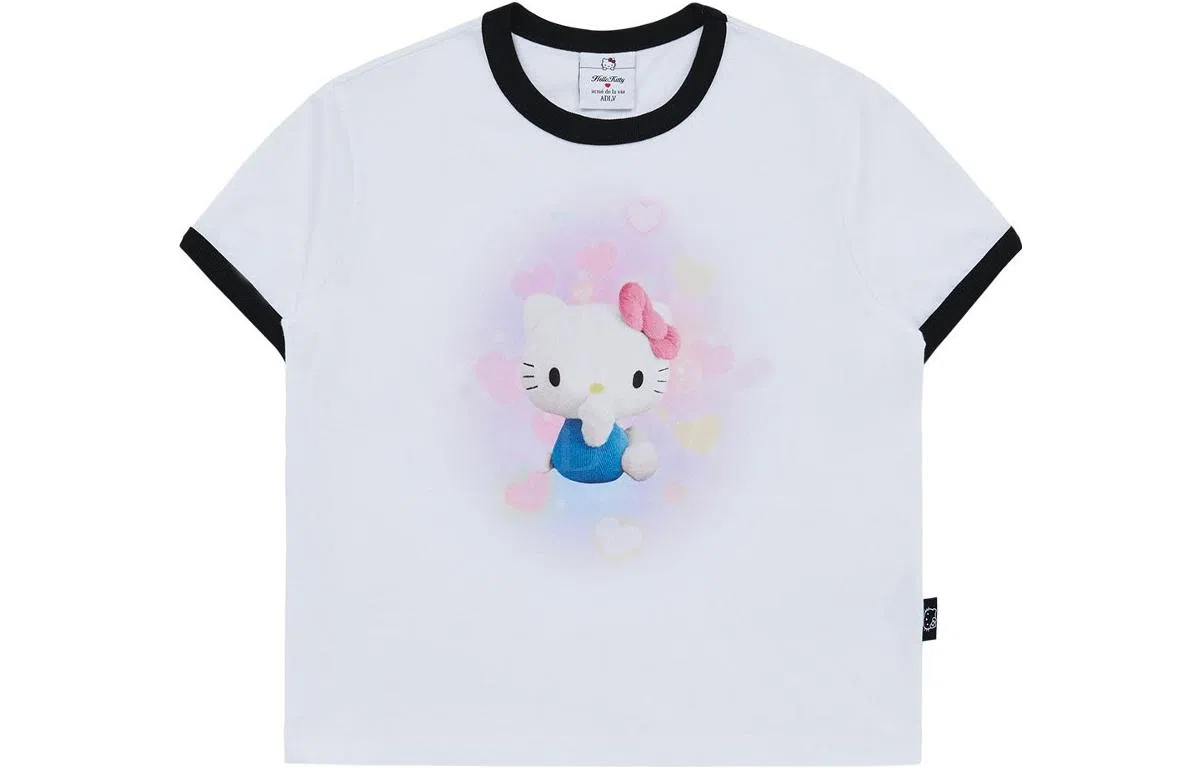 acme de la vie Sanrio Hello Kitty 3d Artwork Middle Crop Short Sleeve T-Shirt T