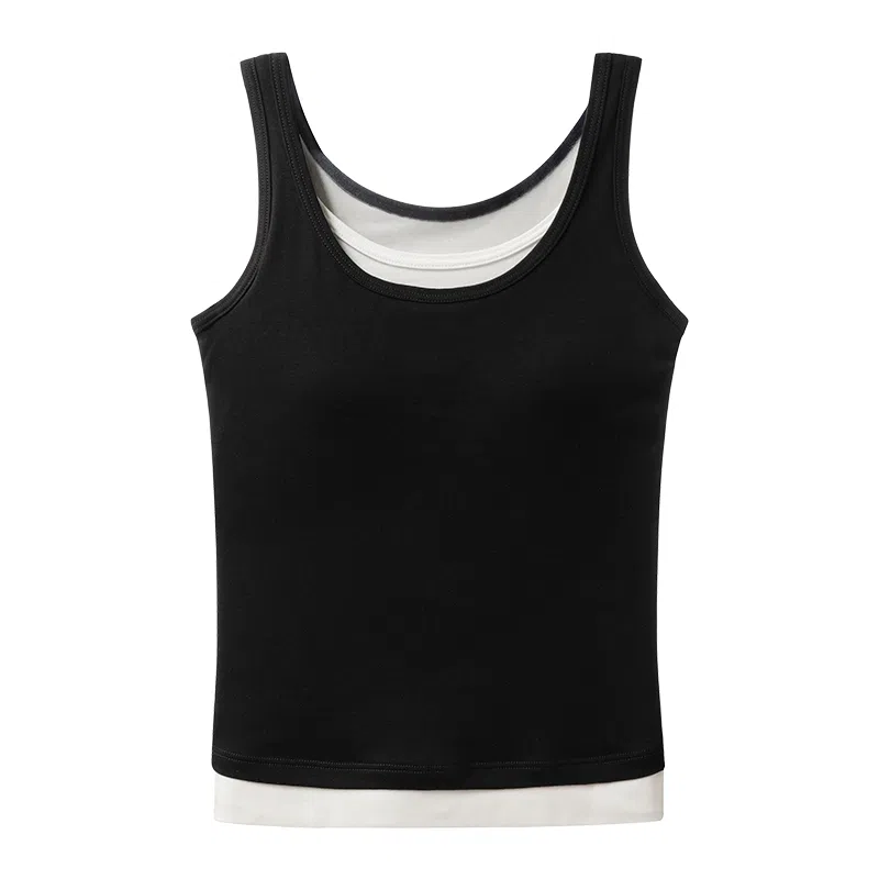 内在密码 桑蚕丝带胸垫宽肩带内搭文胸一体假两件外穿撞色修身背心 女款