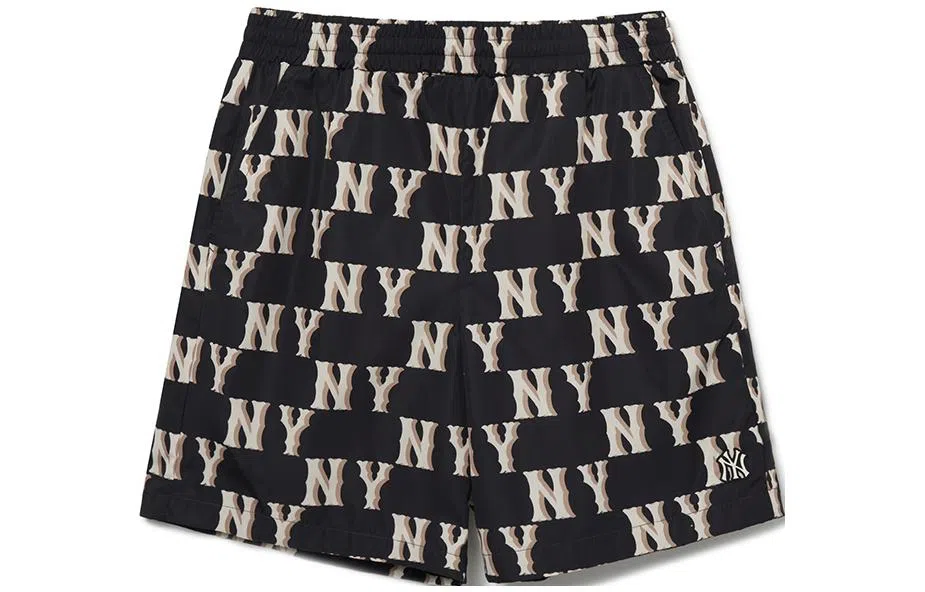 MLB New York Yankees Letter Print Shorts Black