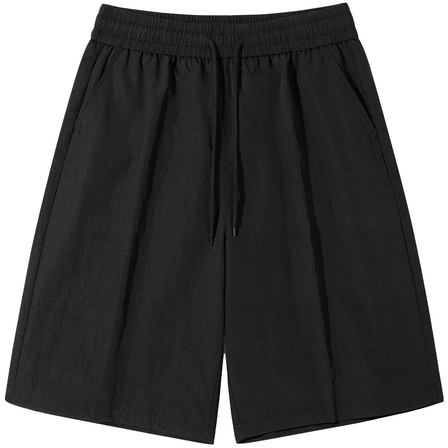 蜡笔小新 纯色卡通小新口袋竖徽宽松透气直筒针织休闲短裤 男女同款