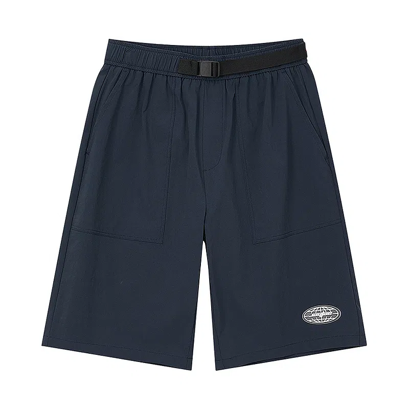 美特斯邦威 宽松纯色系带休闲短裤 男款