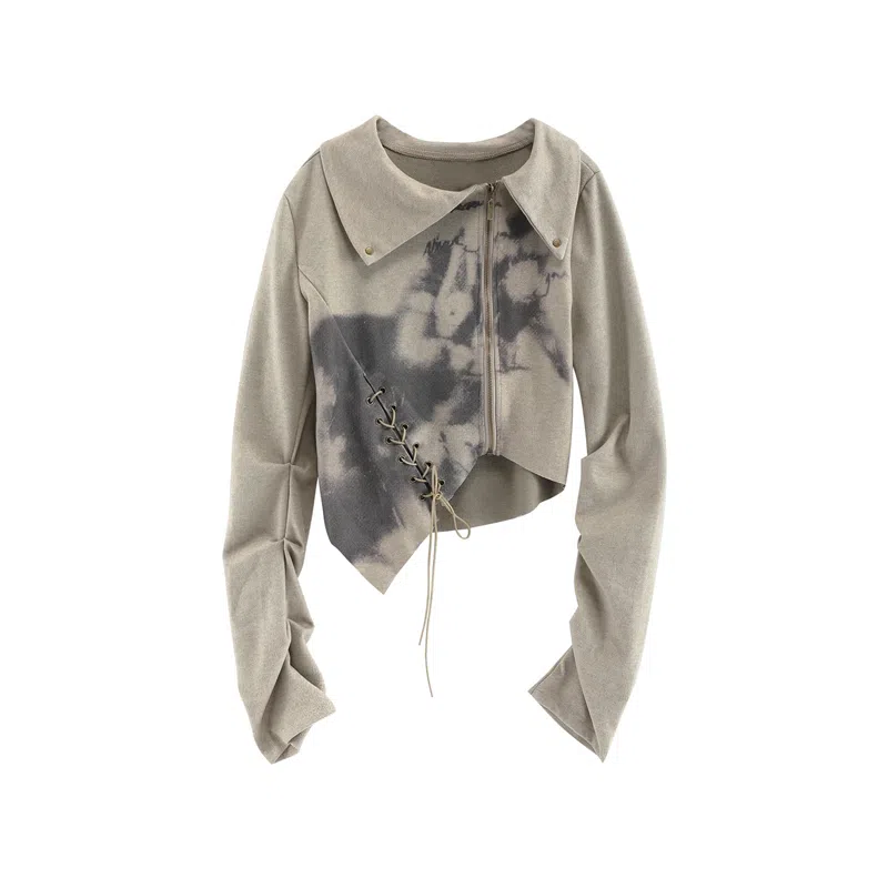 JUFU Long Sleeve Crop Top Grey