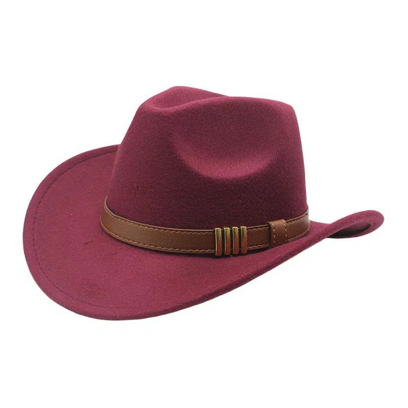 木林森 西部牛仔复古简约皮带佩饰宽帽檐遮阳户外出行显脸小盆帽防晒百搭 毛呢 渔夫帽 男女同款情侣款