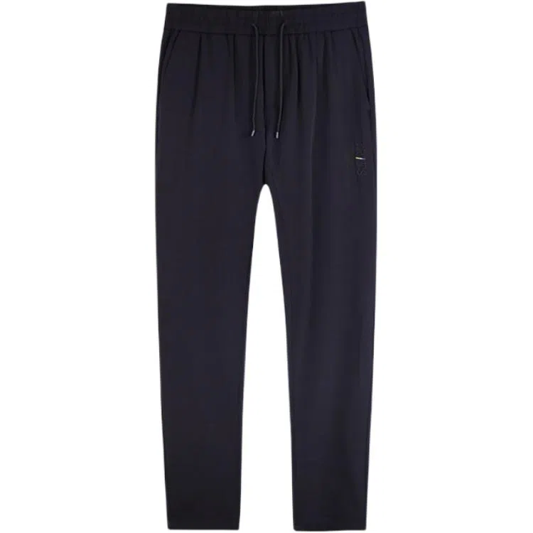 才子 纯色修身直筒休闲裤 男女同款 黑色