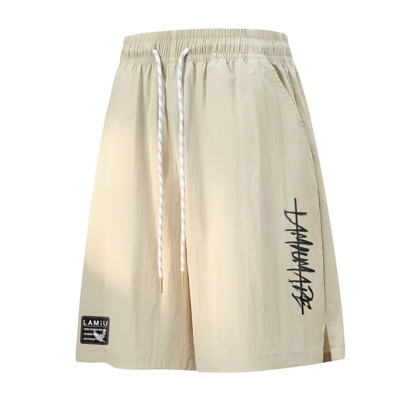 兰缪 日系纯色基础款户外运动简约美式复古品牌轻薄亲肤百搭日常通勤舒适透气系带五分休闲短裤 男女同款