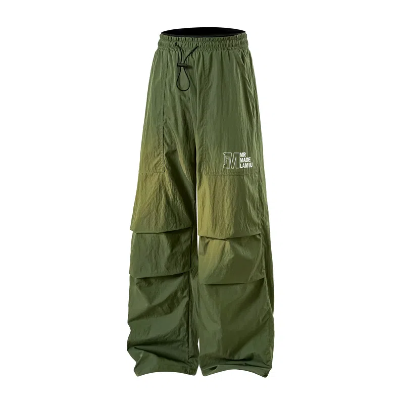 兰缪 日系基础款字母简约日常户外运动透气通勤舒适美式复古时尚百搭宽松直筒休闲裤 男女同款