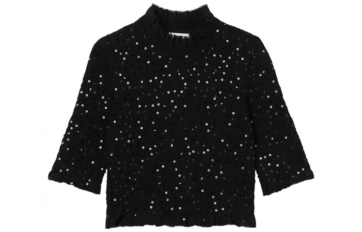 Sandro Lace Collar Waist T-Shirt Black