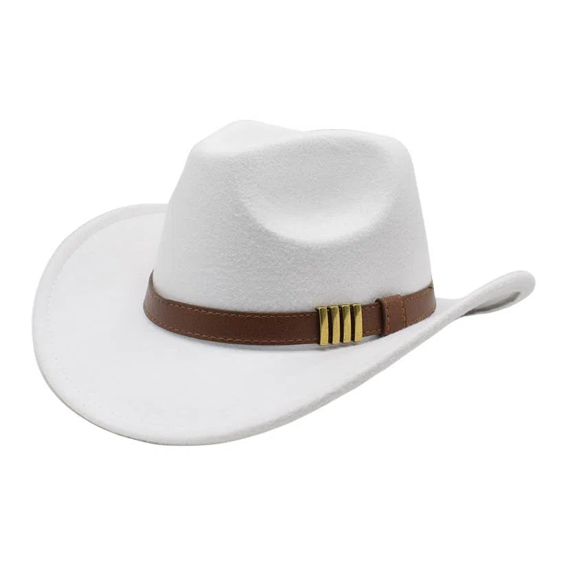 木林森 西部牛仔复古简约皮带佩饰宽帽檐遮阳户外出行显脸小盆帽防晒百搭 毛呢 渔夫帽 男女同款情侣款