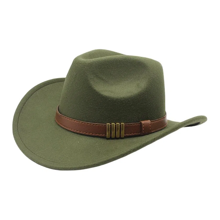 木林森 西部牛仔复古简约皮带佩饰宽帽檐遮阳户外出行显脸小盆帽防晒百搭 毛呢 渔夫帽 男女同款情侣款