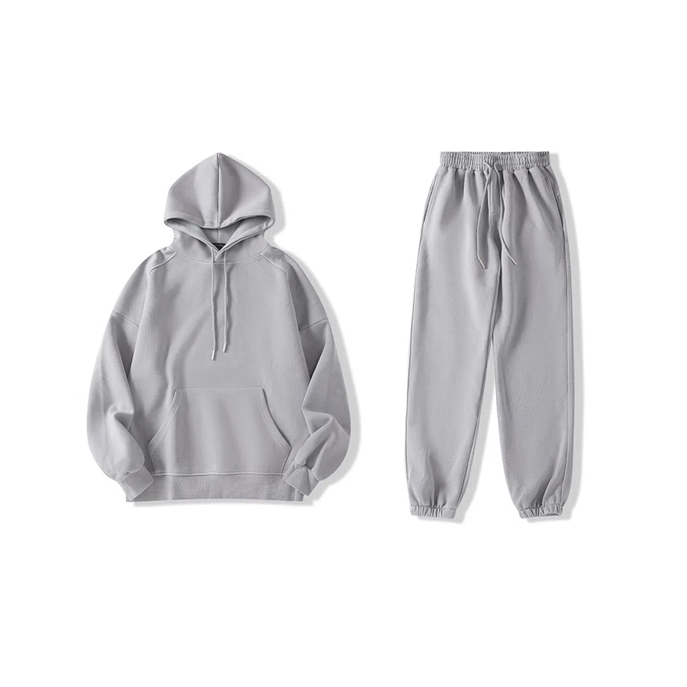 我是大卫 纯色连帽卫衣加厚套装 男女同款