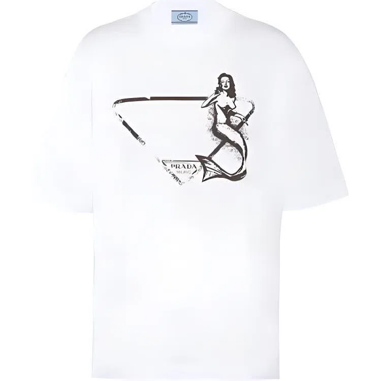 Prada SS22 Mermaid Print T-Shirt White